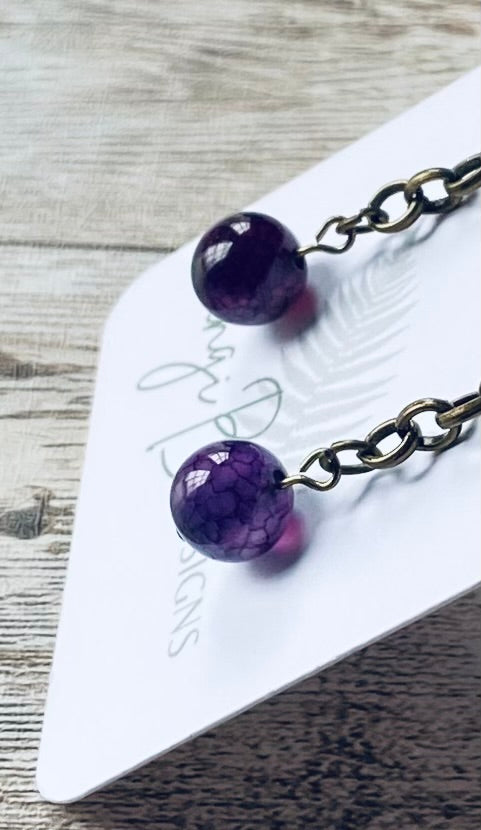 Purple Agate Earring