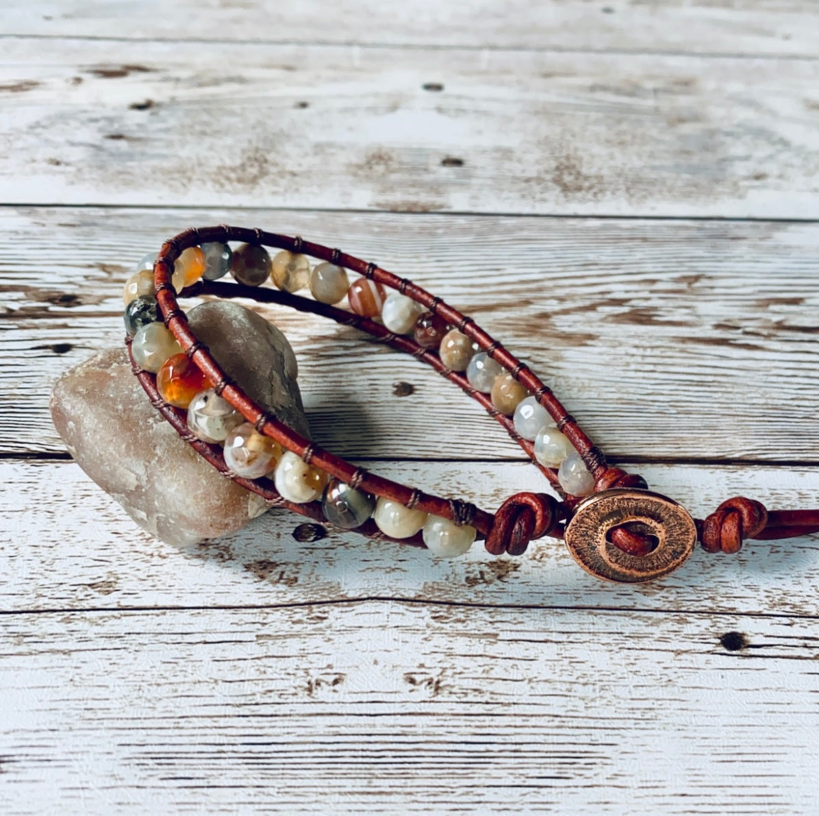 Natural Agate Wrap Bracelet