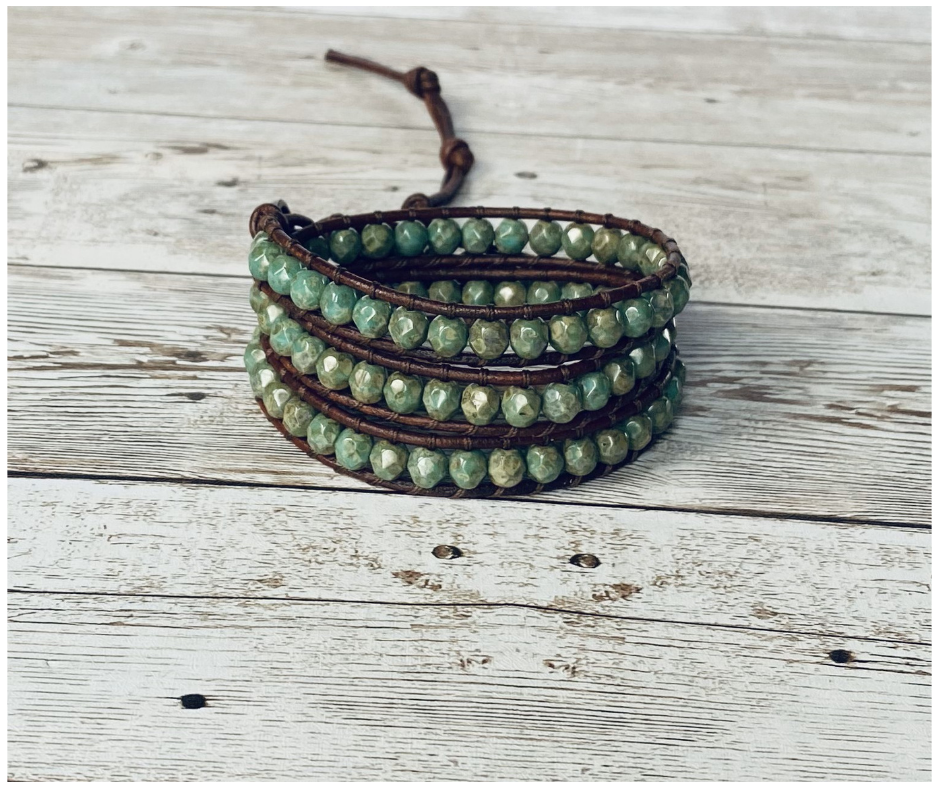 Fern Green Czech Glass Bracelet