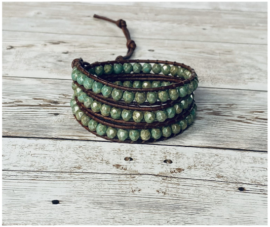 Fern Green Czech Glass Bracelet