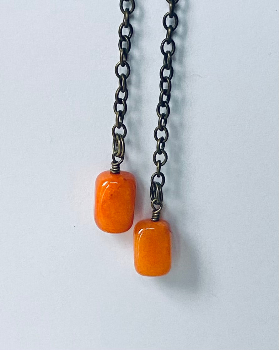 Orange Quartzite Lariat Necklace