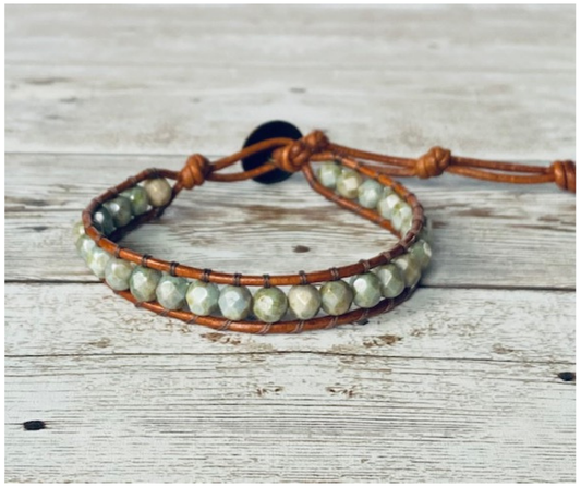 Sage Czech Glass Bracelet