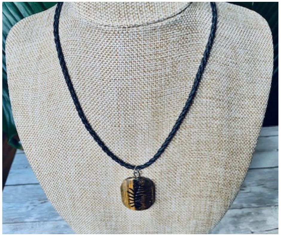 Tiger's Eye Fern Impression Necklace