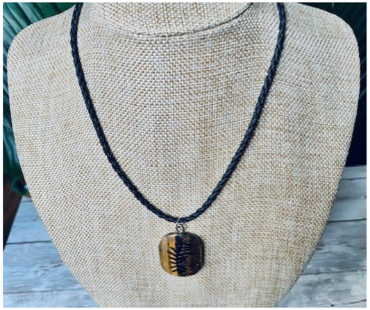 Tiger's Eye Fern Impression Necklace