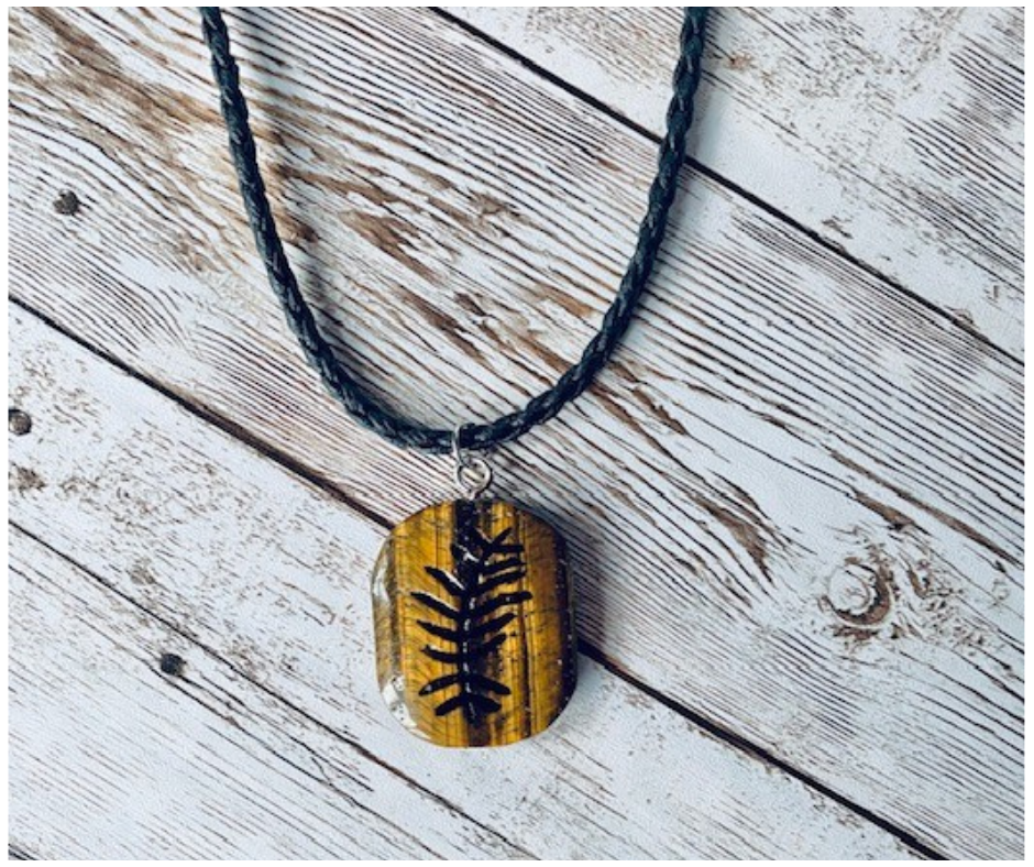 Tiger's Eye Fern Impression Necklace